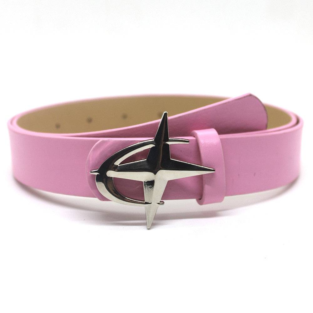 Black North Star belt by 2KWRLD featuring a sleek design and 105cm length, perfect for stylish waist accessories.
