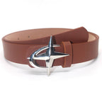Black North Star belt by 2KWRLD with a 105cm length, featuring a sleek design and adjustable fit.