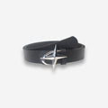 Black North Star belt by 2KWRLD with a 105cm length, featuring a sleek design and star-themed buckle.