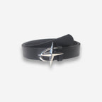 Black North Star belt by 2KWRLD with a 105cm length, featuring a sleek design and star-themed buckle.