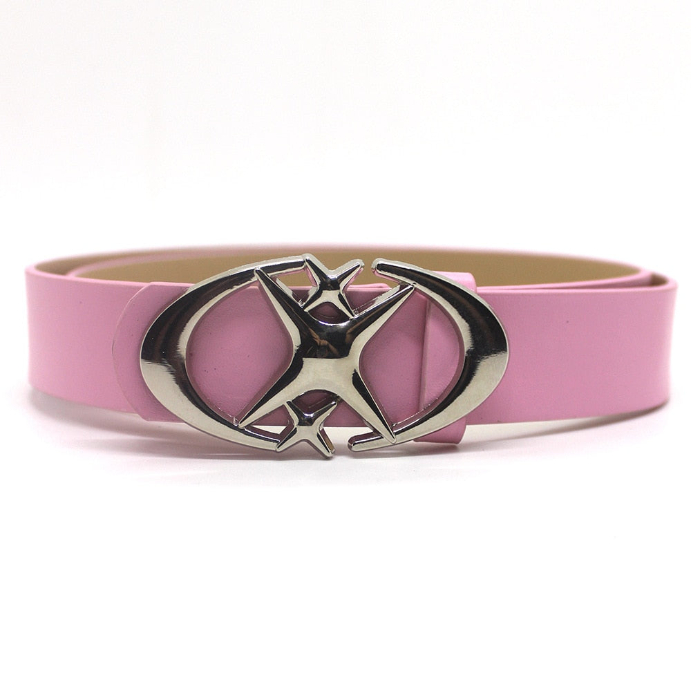 Black X Star Belt by 2KWRLD featuring a sleek design and 105cm length, perfect for stylish casual wear.