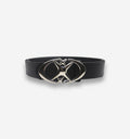 Black X Star Belt by 2KWRLD with a 105cm length featuring a star-shaped buckle and sleek design.