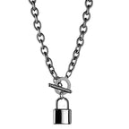 Black Lockdown Chain by 2KWRLD, durable steel chain with secure locking mechanism, designed for heavy-duty use and security.