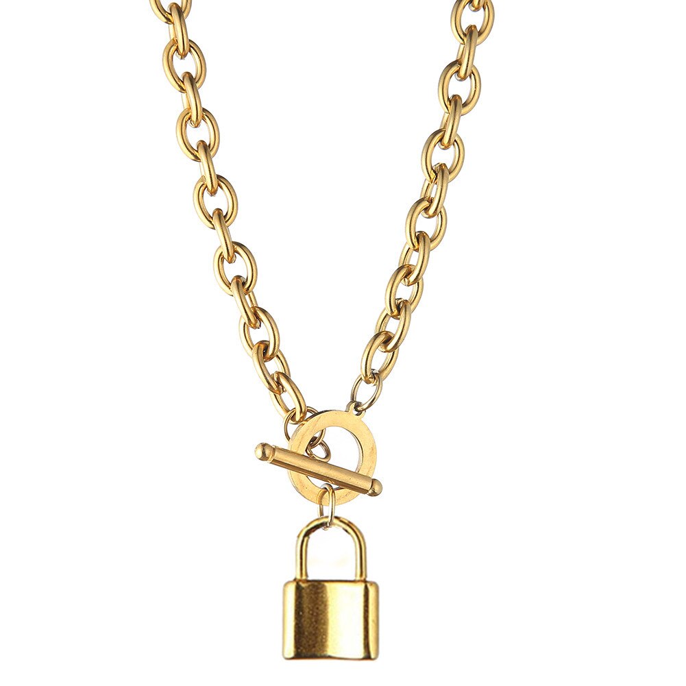 Black Lockdown Chain by 2KWRLD with sturdy links and sleek design, ideal for secure fastening or fashion accessories.