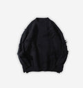Black distressed sweater by 2KWRLD featuring a relaxed fit with frayed edges and a worn-in look, casual and stylish for everyday wear.
