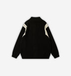 Black 2KWRLD cardigan jacket featuring a cozy, relaxed fit with a button-up front and ribbed cuffs and hem.