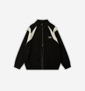 Black 2KWRLD cardigan jacket with a cozy knit texture, featuring a relaxed fit and front button closure.