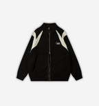Black 2KWRLD cardigan jacket with a cozy knit texture, featuring a relaxed fit and front button closure.