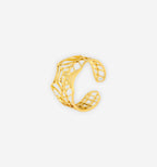 Gold Spiderweb Ring by 2KWRLD featuring a detailed web design in a sleek and elegant jewelry style.