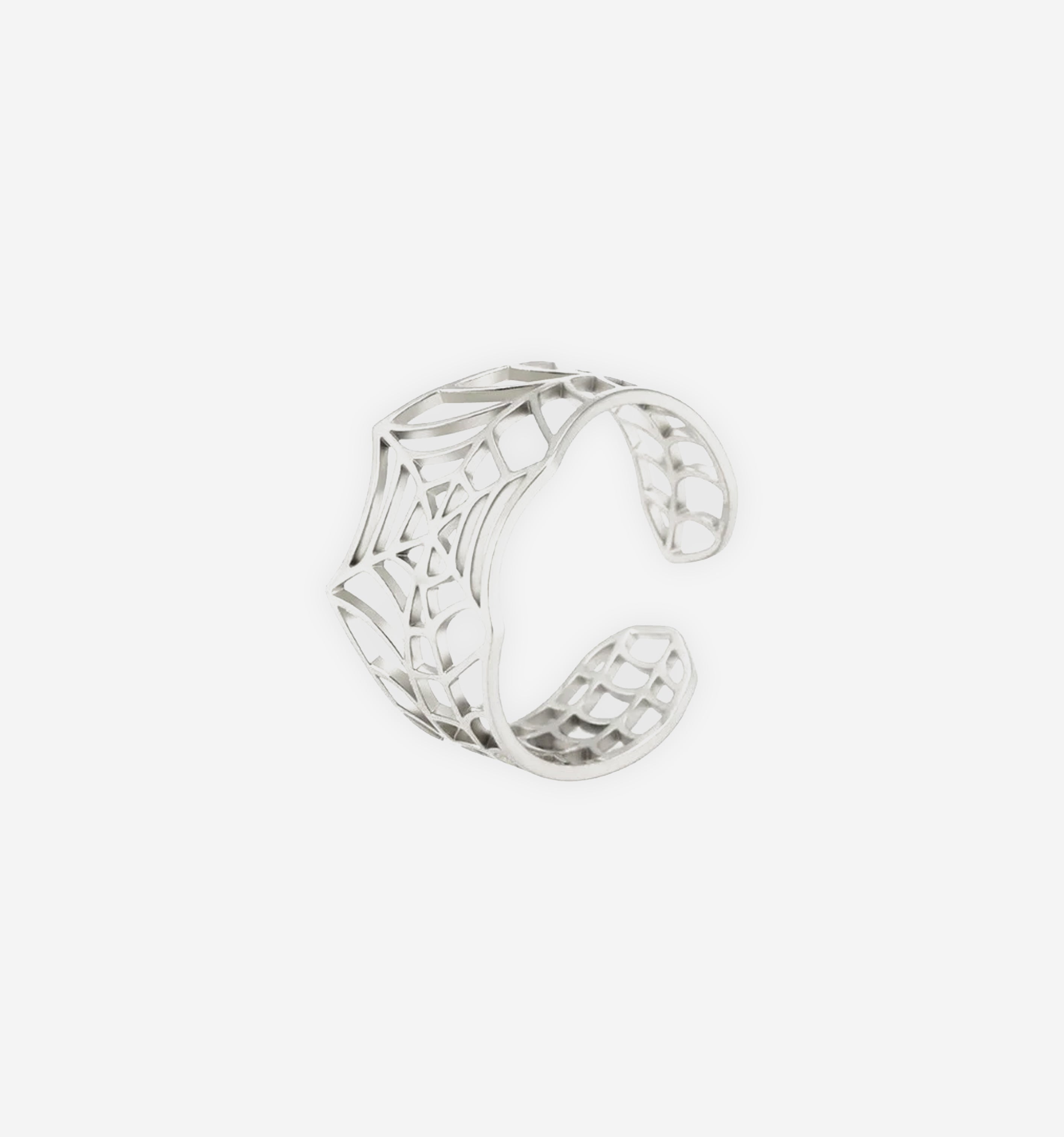 Gold Spiderweb Ring by 2KWRLD featuring an intricate web design on a sleek gold band.
