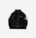 Black fleece energy jacket by 2KWRLD featuring a high collar and zip-up front, ideal for outdoor warmth and comfort.