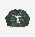 Black Implode Sweater by 2KWRLD featuring a cozy knit design and ribbed cuffs, styled on a mannequin.
