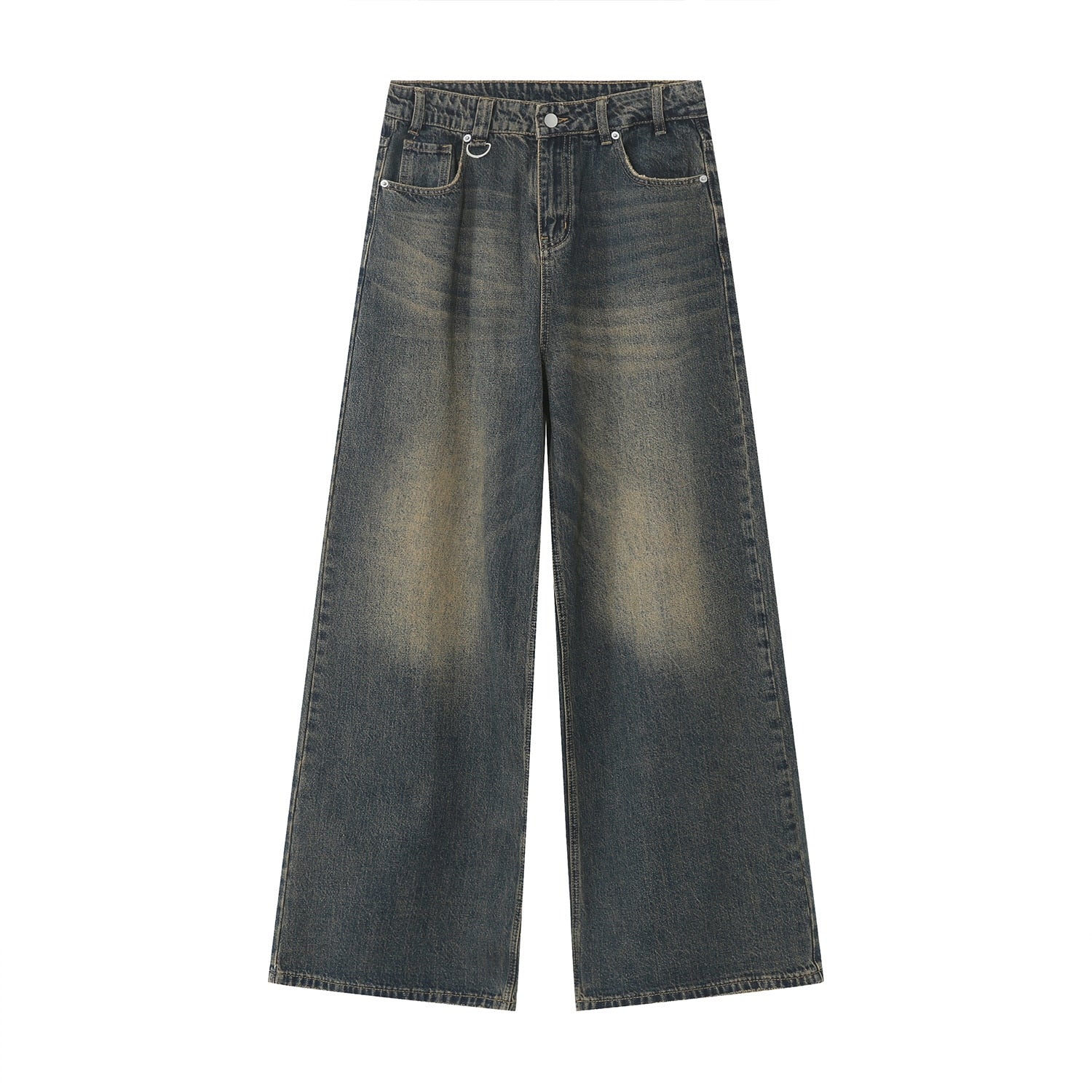 Light blue loose-fit Metro Mist denim jeans by 2KWRLD, displayed flat with visible pockets and relaxed style.