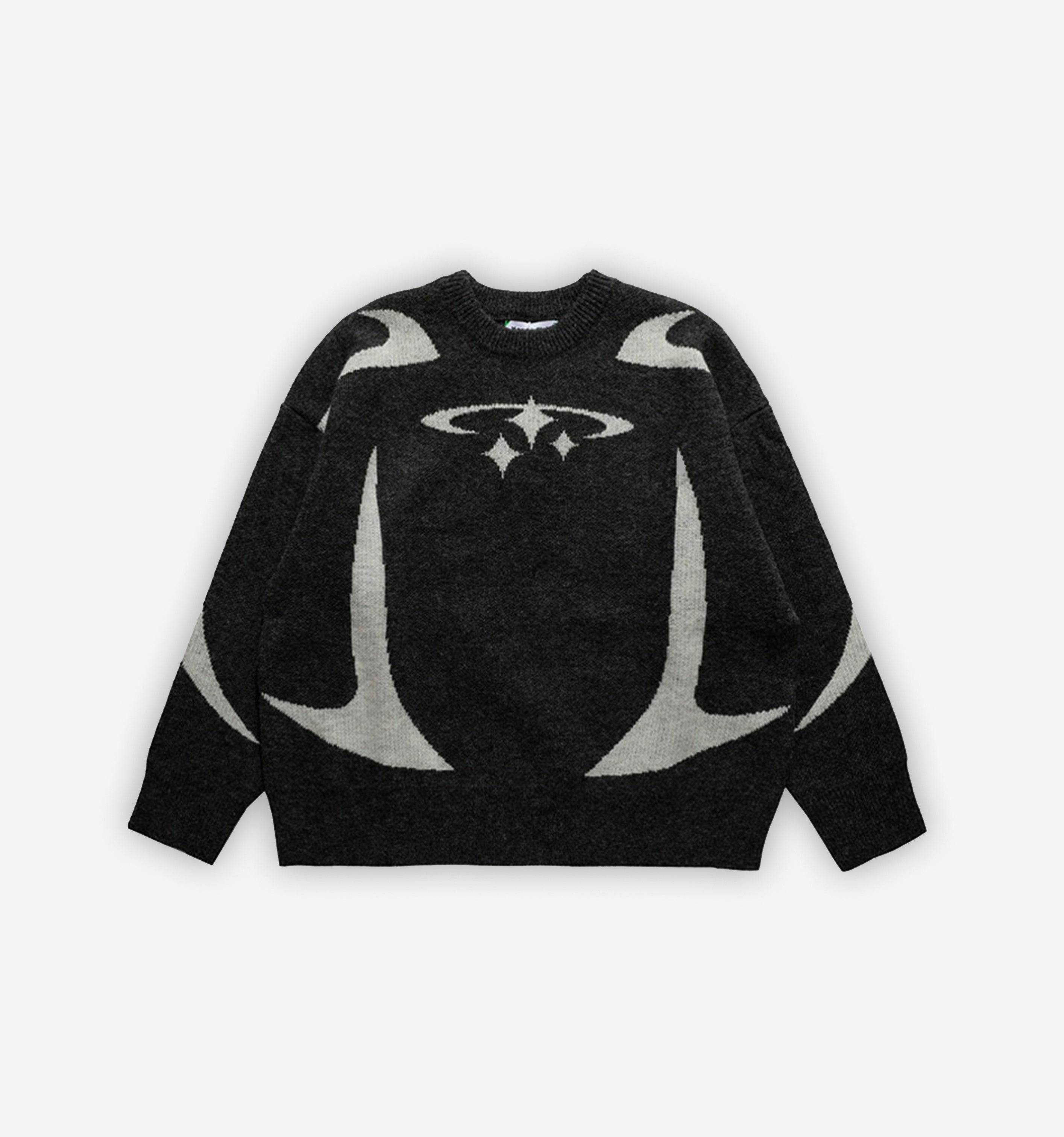 Black Orion Knit sweater by 2KWRLD featuring a cozy, textured knit fabric and a relaxed fit.