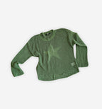 Thin star knit long-sleeve shirt by 2KWRLD featuring a lightweight fabric and star pattern in a close-up view.