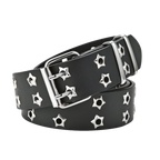 White 2KWRLD Star Belt with 110cm length, featuring a star pattern, ideal for stylish accessories and casual outfits.
