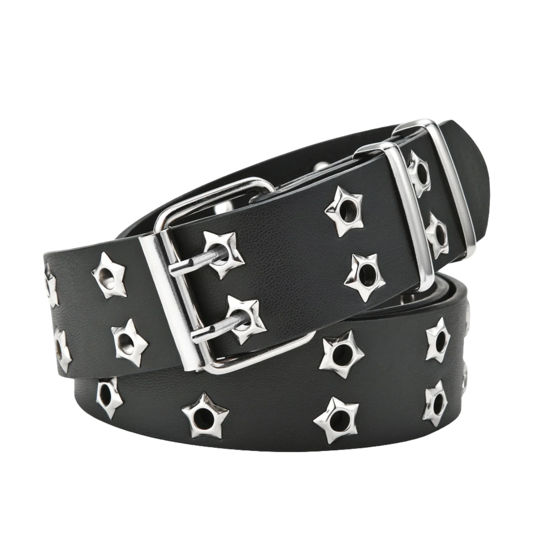 White 2KWRLD Star Belt with 110cm length, featuring a star pattern, ideal for stylish accessories and casual outfits.