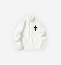 White Cross Signum fleece jacket by 2KWRLD with a zip-up front and casual fit, shown on a plain background.