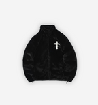 White Cross Signum fleece jacket by 2KWRLD featuring a zip-up front, soft fabric, and sporty design for casual wear.