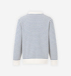 Striped waffle knit sweater by 2KWRLD featuring a cozy, textured design with horizontal stripes in various colors.