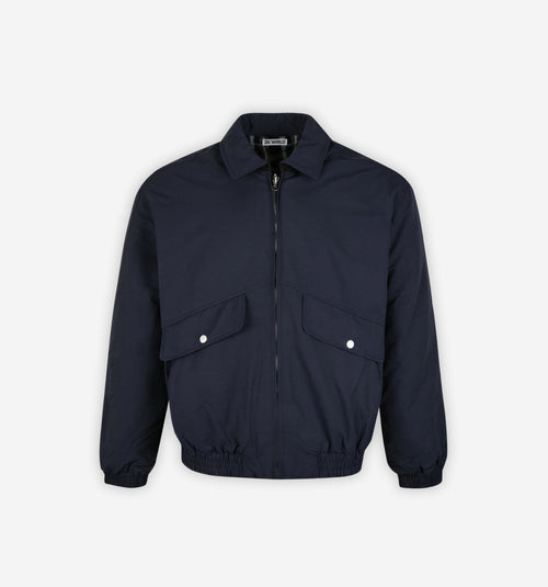 Reversible grid jacket by 2KWRLD featuring black and white checkered pattern, lightweight fabric, and modern casual style.