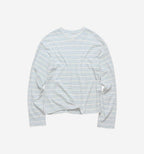 2KWRLD striped longsleeve shirt with multicolor horizontal stripes, casual fit, and soft fabric, displayed on a hanger.