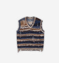 Distressed Striped Knitted Vest - 2K WRLD