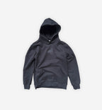 Blck hoodie with a small logo on a white background