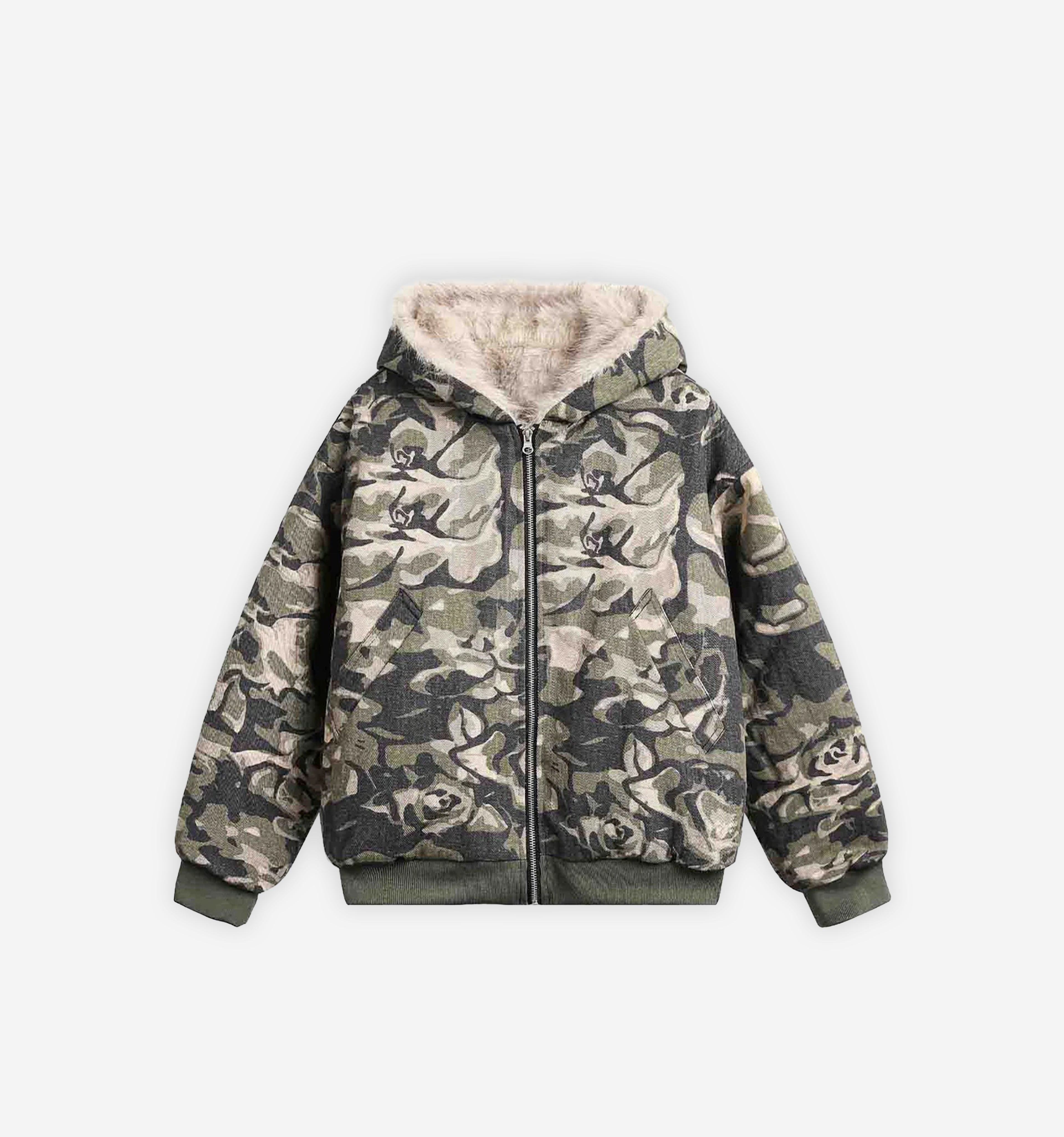 Cropped Camo Canvas Jacket