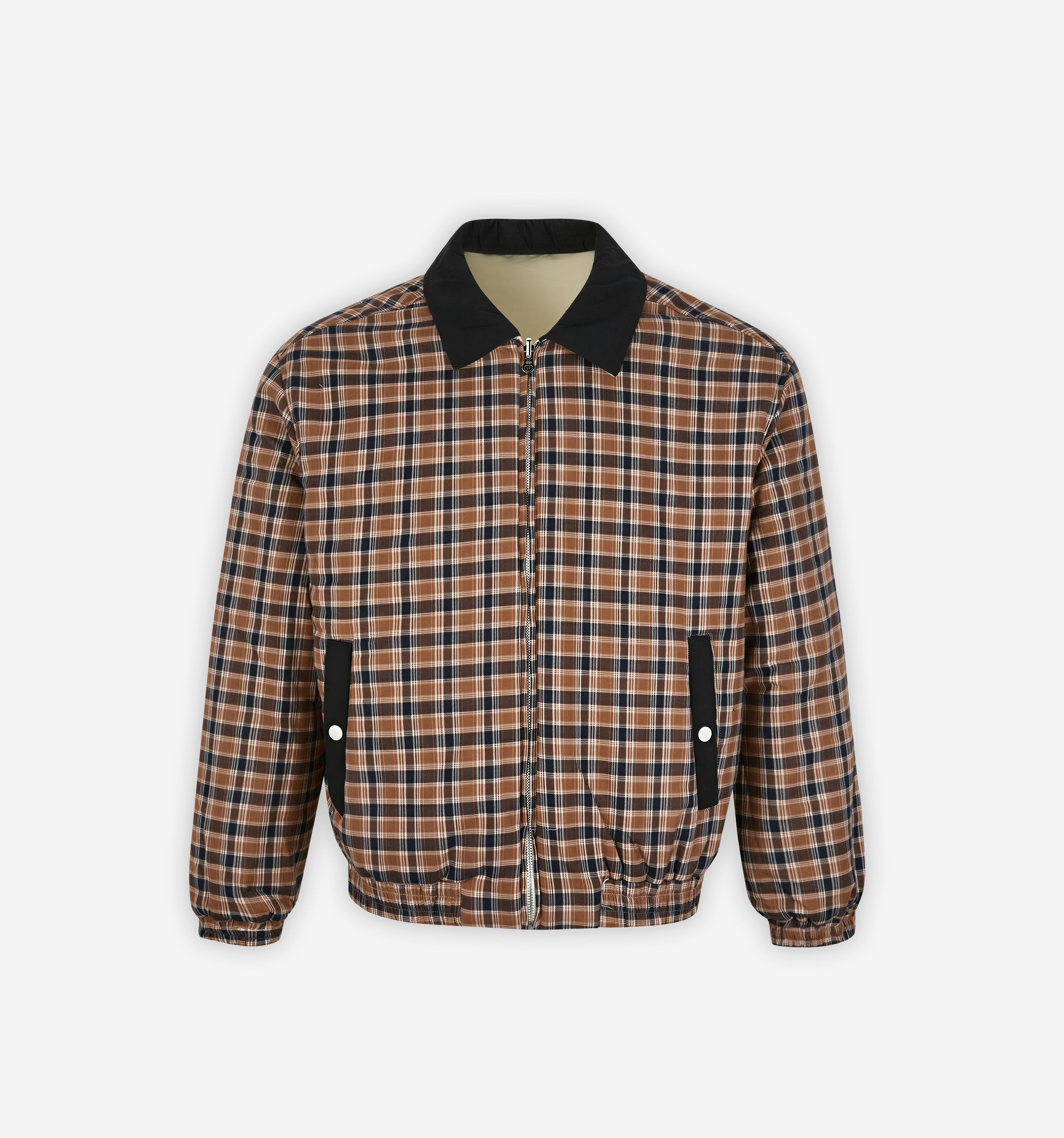 Reversible grid pattern jacket by 2KWRLD featuring a stylish checkered design and casual fit.