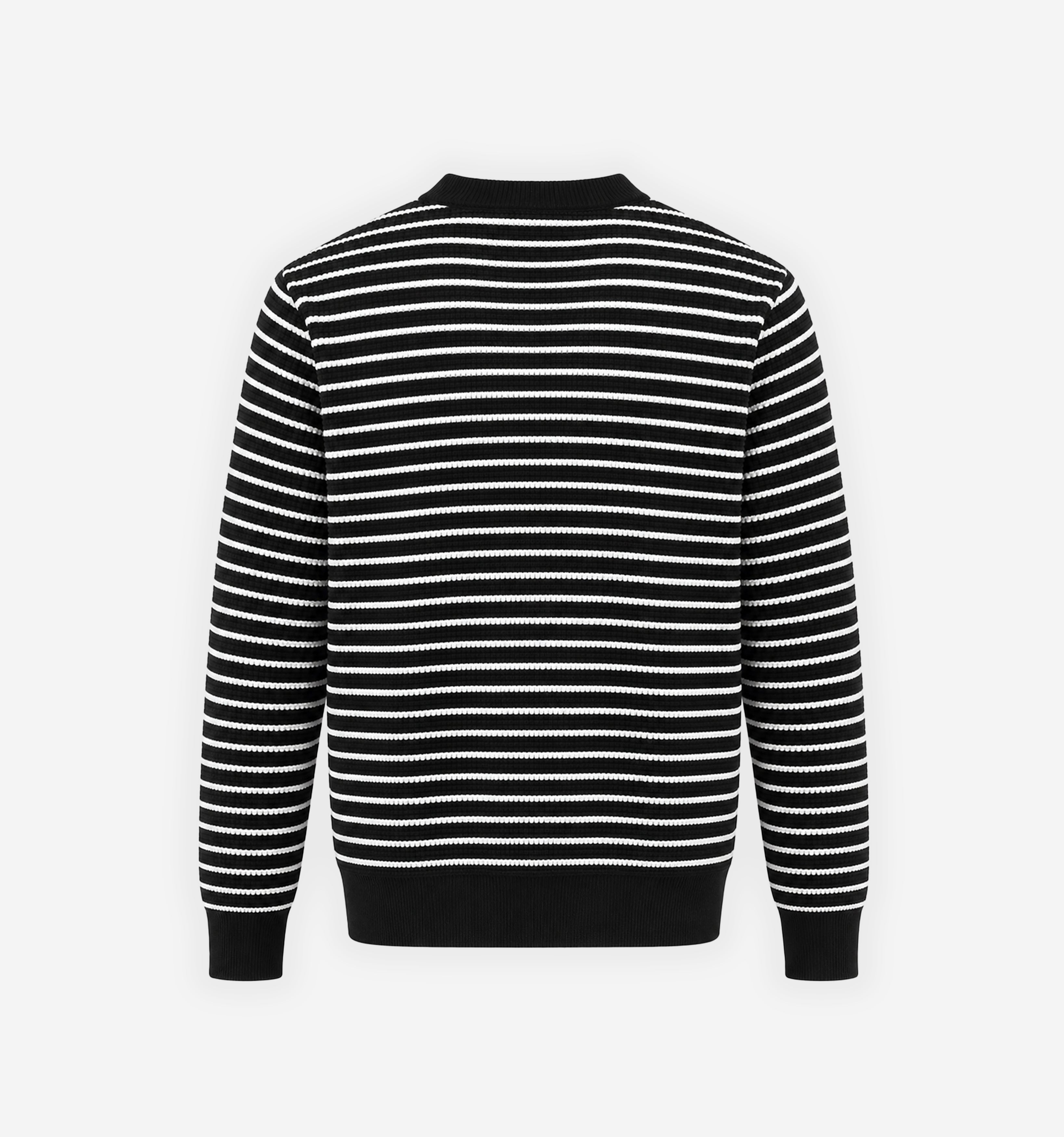 A striped waffle knit sweater from 2KWRLD featuring a cozy, textured fabric and a classic fit in neutral and bold stripe patterns.