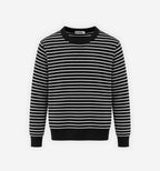 Striped waffle knit sweater by 2KWRLD, featuring a cozy, textured fabric with horizontal stripes in various colors.