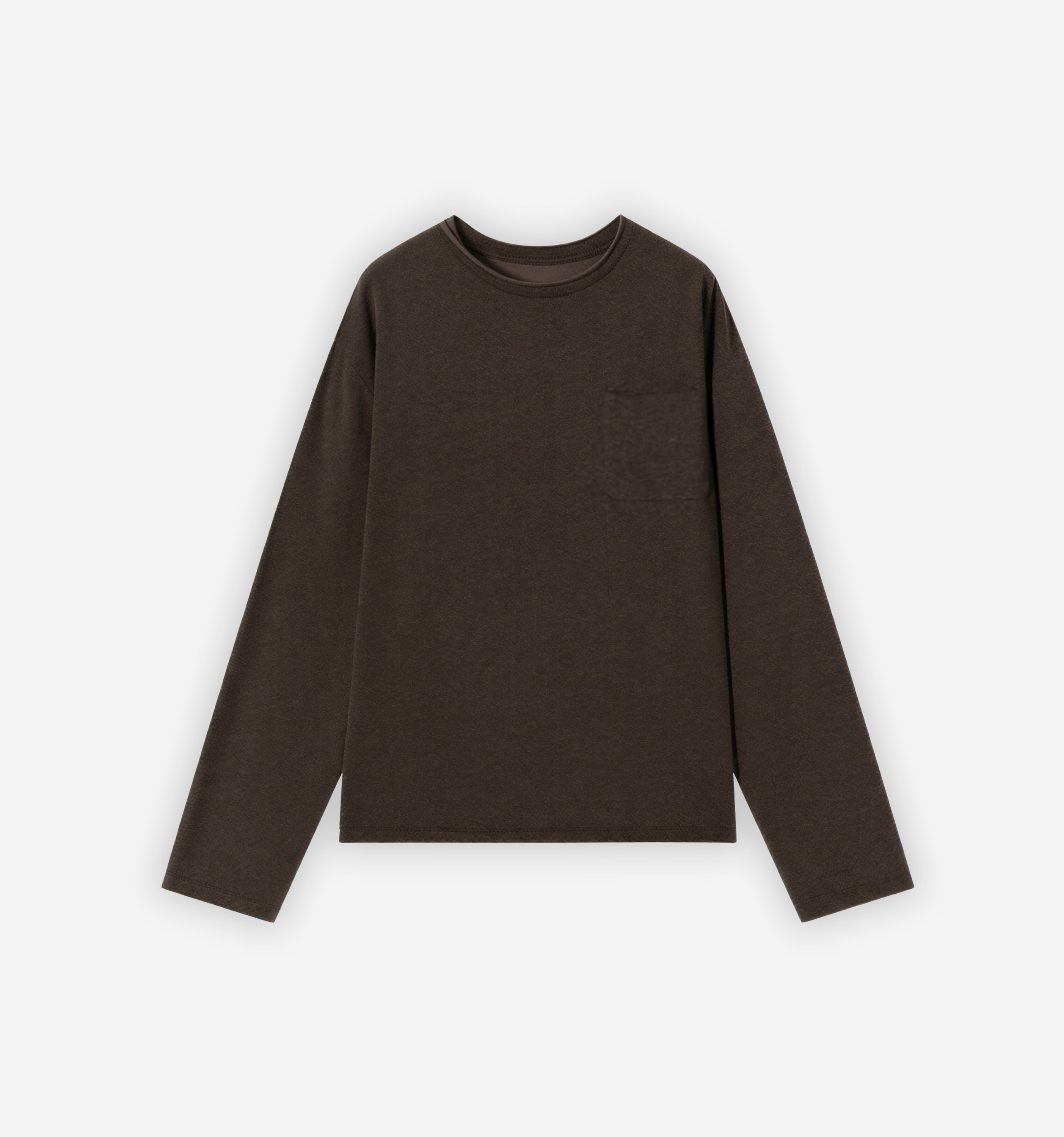 2KWRLD base layer longsleeve in black, close-up of soft, fitted fabric suitable for athletic or casual wear.