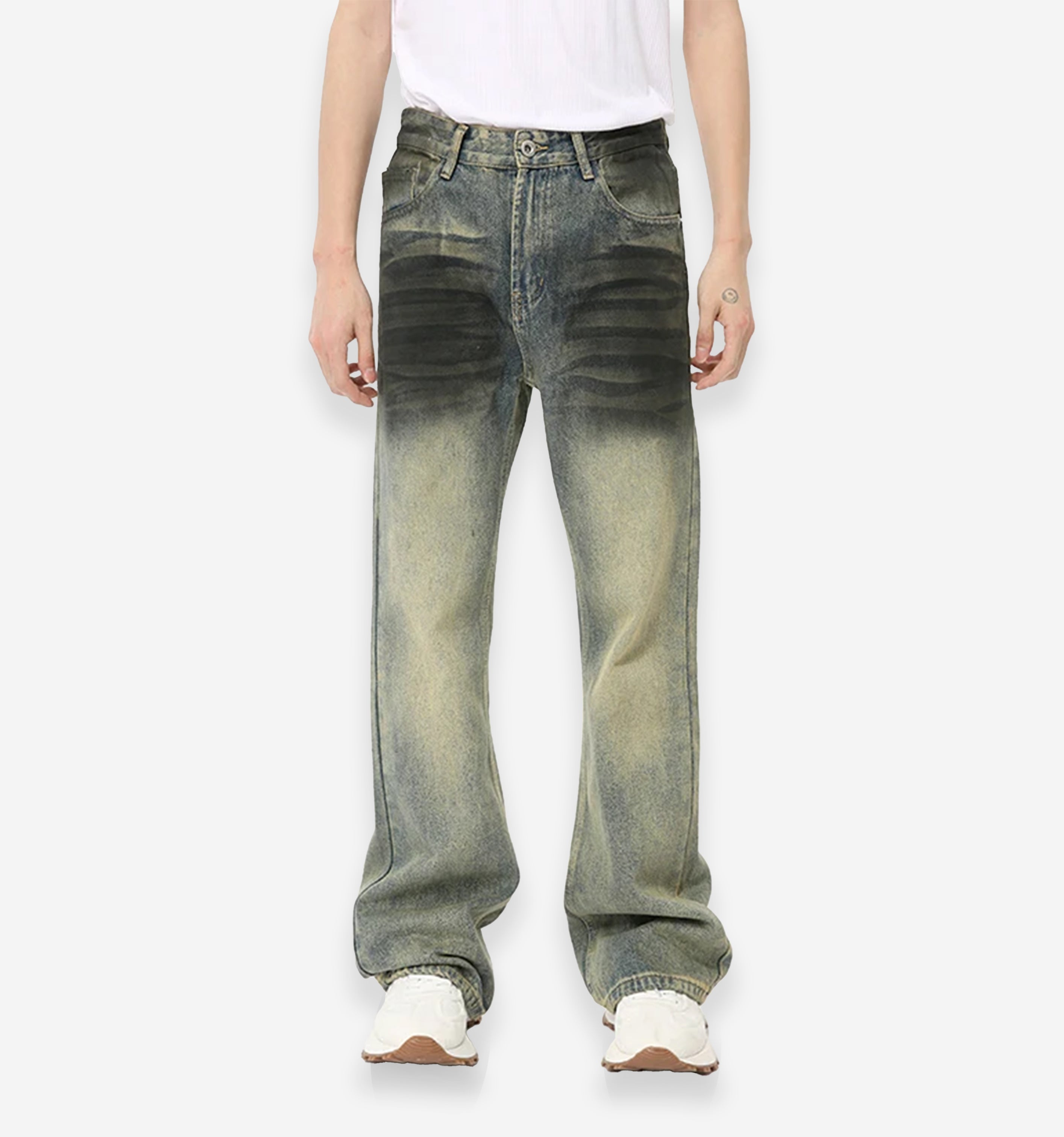 【DISCERNMENT】Garments Washing Denim Pants Contrast Wash Denim | 2K WRLD