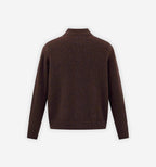 Light gray melange knit cardigan by 2KWRLD featuring a cozy, textured fabric and button closure, displayed on a hanger.