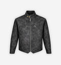 Black suede motorcycle jacket by 2KWRLD featuring a classic fit, front zipper, and stylish collar details.