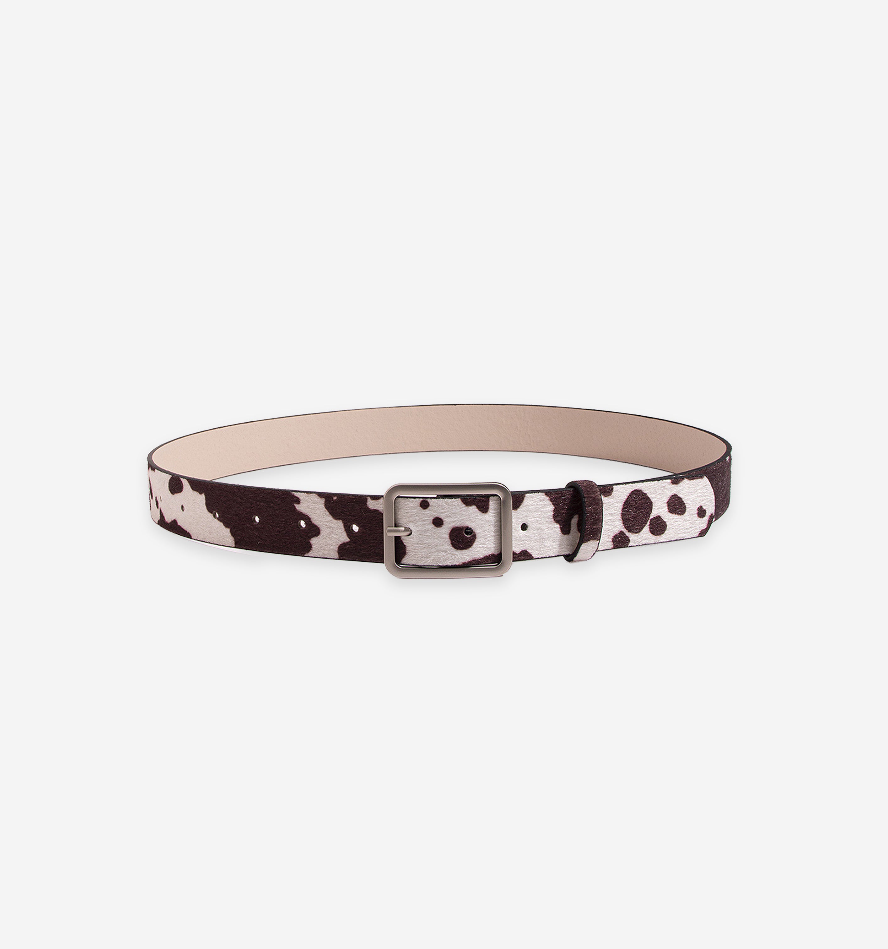 Cow pattern belt in brown