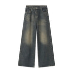 Black and grey Stellar Shadow denim jeans by 2KWRLD featuring a stylish distressed design and slim fit cut.