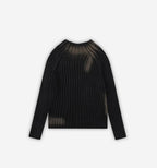 Black Mark Sweater by 2KWRLD featuring a cozy knit design and ribbed cuffs, perfect for casual wear.