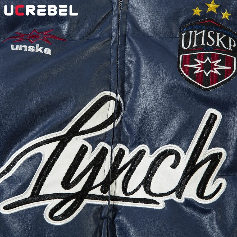 Blue Lynch Puffer Jacket by 2KWRLD, lightweight with a quilted design, displayed on a hanger.
