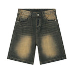 Blue Resist Jorts by 2KWRLD, denim cut-off shorts with distressed detailing and frayed hems, casual summer fashion.