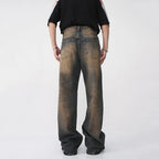 Blue Cosmic Dust Denim jeans by 2KWRLD with a cosmic-inspired design and classic denim texture.
