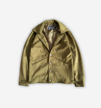 Front view of a stylish 2K WRLD Suede Jacket V2 in rich brown suede with a classic collar and zip closure.