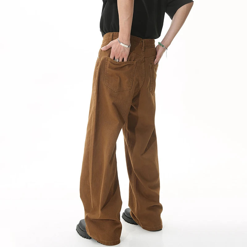 Khaki Stellar Light Denim jeans by 2KWRLD featuring a slim fit and classic denim texture.