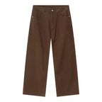 Khaki Stellar Light denim jeans by 2KWRLD displayed on a hanger, showing the fit and fabric texture.