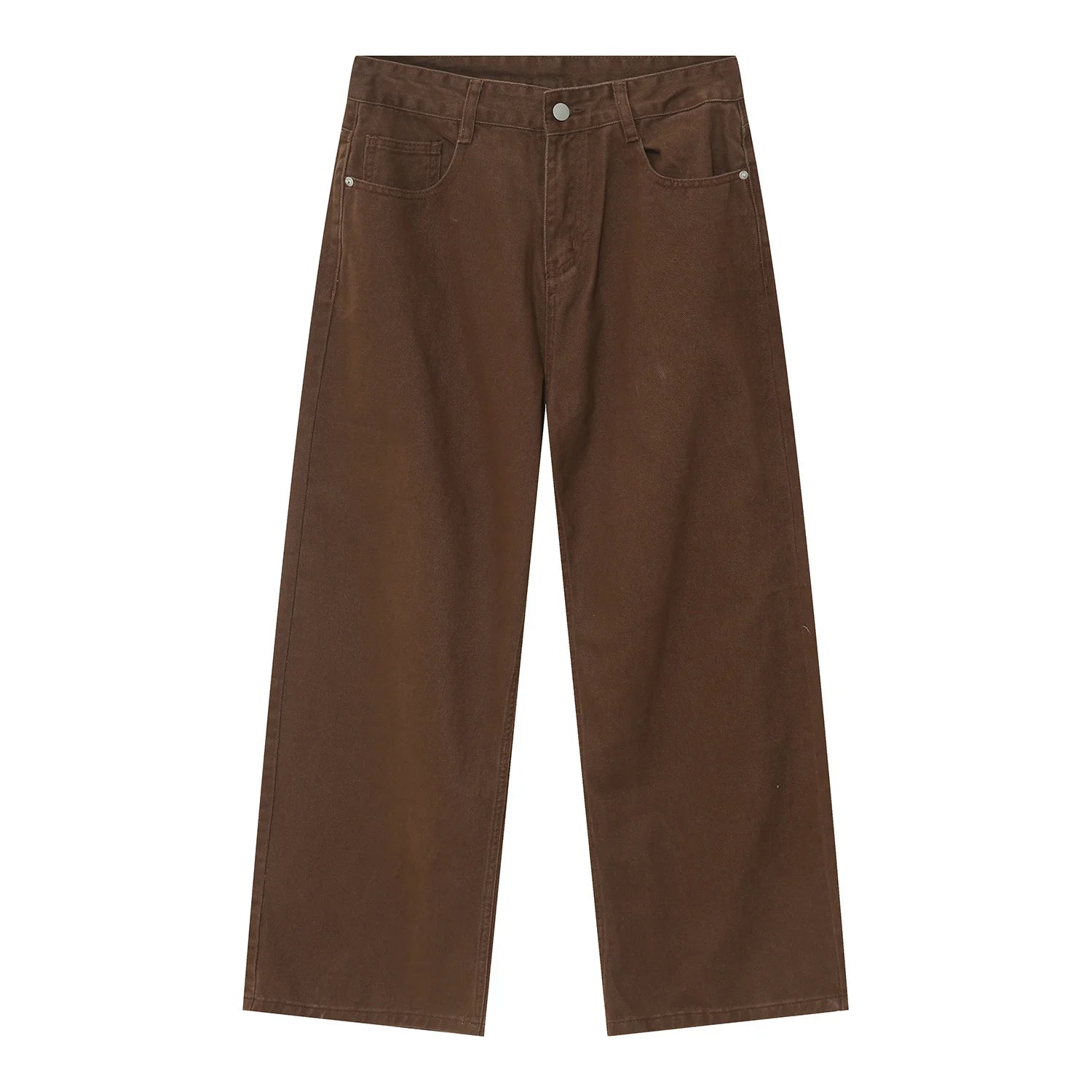 Khaki Stellar Light denim jeans by 2KWRLD displayed on a hanger, showing the fit and fabric texture.