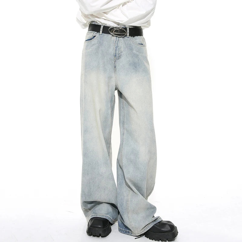 Light blue Galactic Light Denim by 2KWRLD displayed on a mannequin with a fitted style and cosmic-inspired design details.