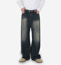 Pair of 2KWRLD Azure Denim jeans showing the front view with classic five-pocket design and light blue wash.