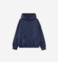 Navy blue Basic Hoodie by 2KWRLD with a relaxed fit, soft fabric, and a drawstring hood, shown on a plain background.