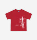 Black Stencil Cross T-Shirt from 2KWRLD featuring a bold cross design on the front.